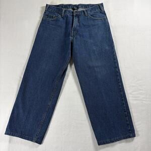 RK Brand Mens Vintage Blue Jeans 34x29 Straight Leg Workwear Denim 90s Retro USA